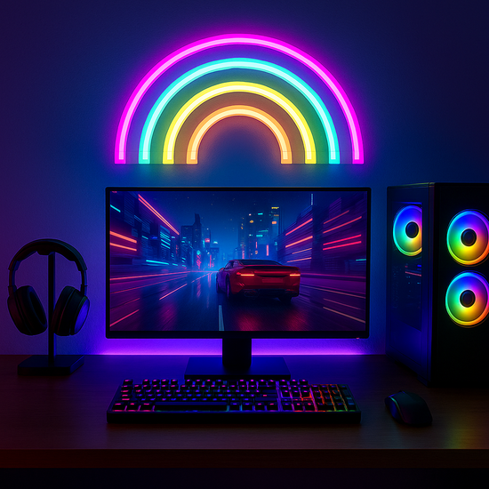 Gaming Setup With Rgb Lights
