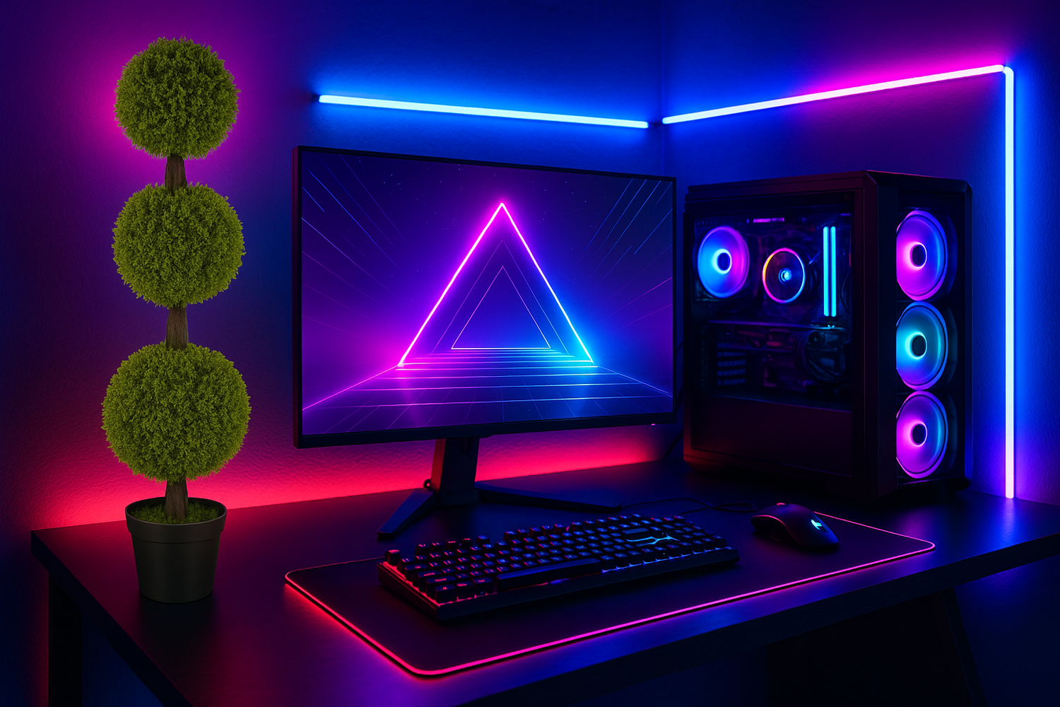 Minimalist Black Gaming Setup