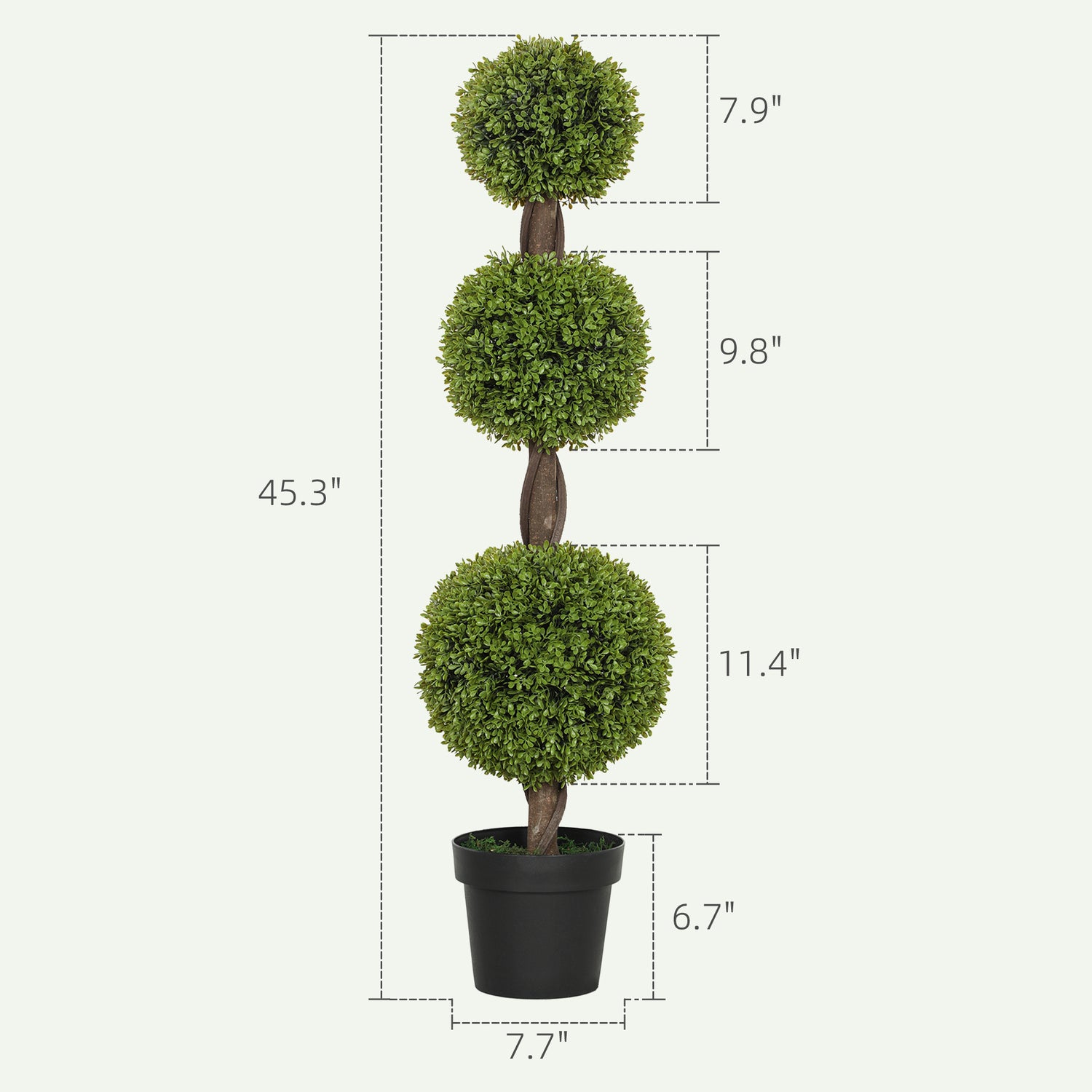 Set Of 2 Artificial Ball Boxwood Topiary Trees