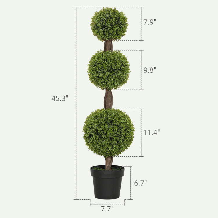 Set Of 2 Artificial Ball Boxwood Topiary Trees