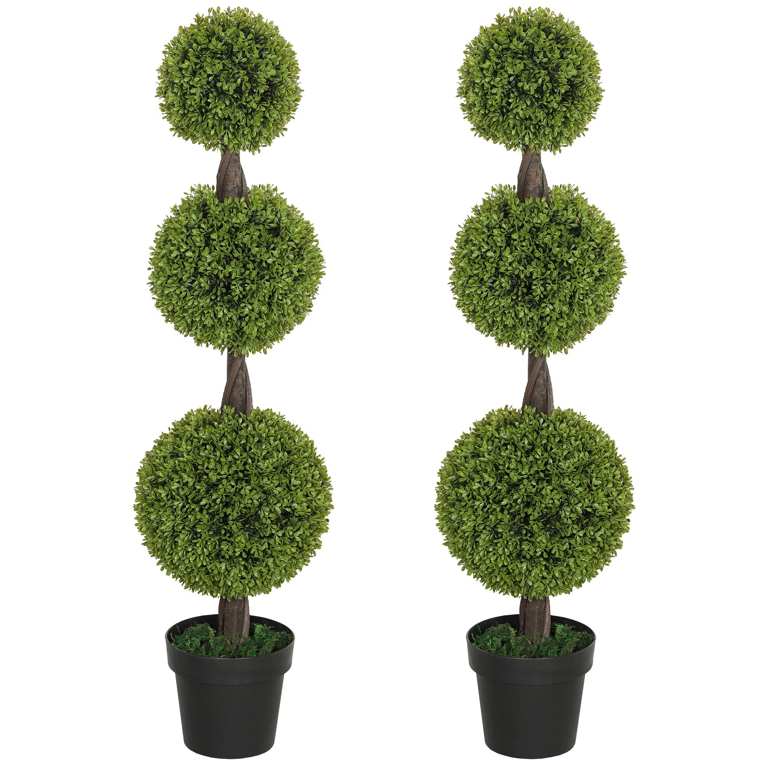 Set Of 2 Artificial Ball Boxwood Topiary Trees