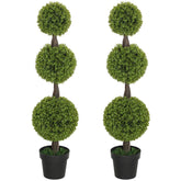 Set Of 2 Artificial Ball Boxwood Topiary Trees