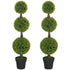 Set Of 2 Artificial Ball Boxwood Topiary Trees